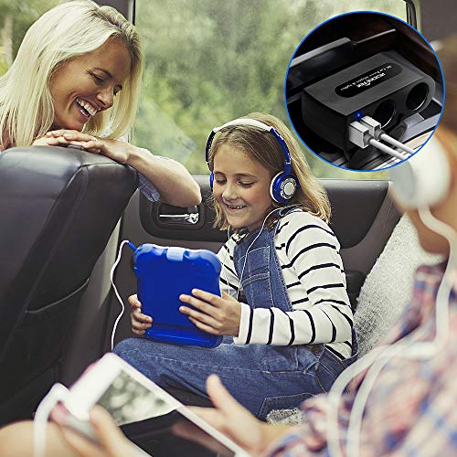 Rocketek 2 USB 2 Socket Car Cigarette Lighter Adapter Combine Dual 12V/24V DC Outlet Car Splitter and Dual USB QC3.0 Car Charger Adapter, The Car Socket and Car USB Support up to 90W / 4 Devices