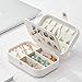 Tasybox Jewelry Travel Organizer Small Jewelry Box Leather Women Girls Traveling Jewelries Case and Portable Jewellery and Accessories Storage Holder, White