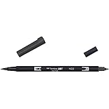 Tombow ABT-N25-1P Fasermaler Dual Brush Pen mit zwei Spitzen, geblistert lamp schwarz