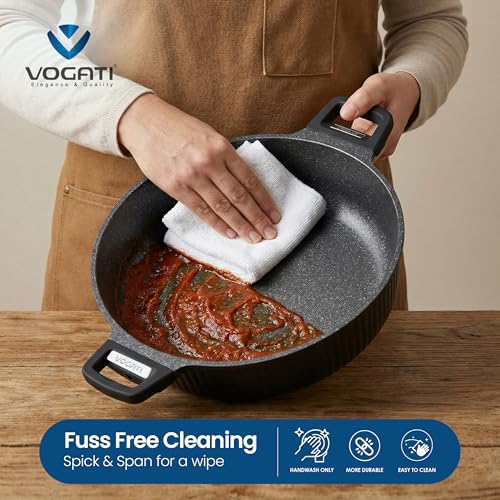 VOGATI MONACO SERIES 8PCS TITANIUM GRANITE COATING NON STICK INDUCTION COOKWARE SET - INCLUDING 20/24/28CM CASSEROLE + 28CM SHALLOW CASSEROLE (100% PFOA FREE) (BLACK)