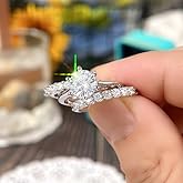 Hsitgexf 3 Pcs Engagement Rings for Women Stackable Eternity Promise Ring Wedding Bands Sterling Silver Plated Round Cut Cubic Zirconia Rings Set(9)