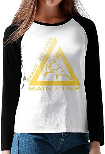 Women Gracie Jiu Jitsu Logo Raglan Long Sleeve Baseball T Shirts Cotton Medium