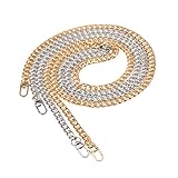 Mtlee 47 Inches DIY Iron Flat Chain Strap Shoulder Cross Body Bag Handbag Purse Replacement Chain Set with 2 Pieces Buckles (Gold and Silver)