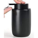 BosilunLife Lotion Pump Dispenser - Matte Black Soap Dispenser Bathroom Ceramic Dish Liquid Soap Dispenser for Kitchen, Bathroom Countertop Soap Dispensers