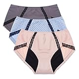 Intimate Portal Women Teens Menstrual Period Panties Incontinence Underwear 3-pk Blue Beige Gray XL