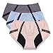 Neione Women Girls Menstrual Period Panties Underwear 3 Pack Blue Beige Gray L