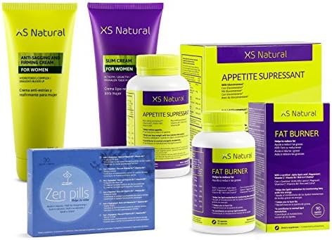 XS Natural Appetite Supressant: Satiating capsules to control and reduce appetite + XS Fat Burner: Fat burning capsules that help you lose weight + XS Natural Lady's lipo-reducing cream + XS Natural Anti-Stretch Marks and Firming Cream + Zen Pills: Relax capsules to control anxiety