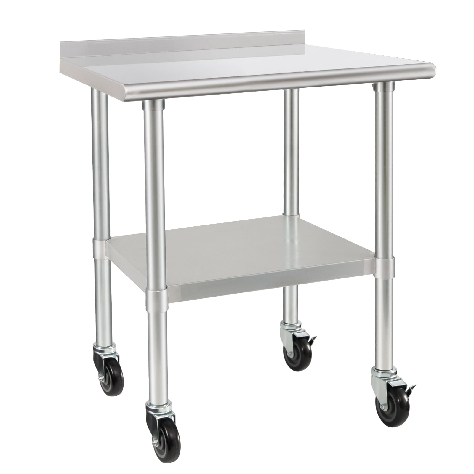 Photo 1 of HARDURA Stainless Steel Table 24 x 36 Inches with Wheels Casters NSF Heavy Duty Commercial Prep Table with 2” Backsplash and Adjustable Undershelf for Restaurant Kitchen Home and Hotel