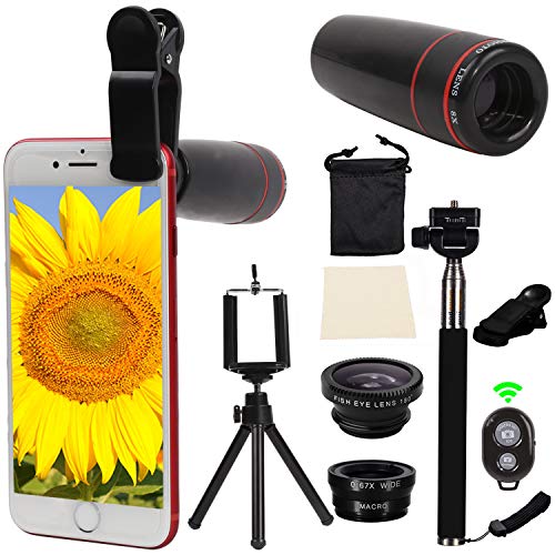 Orsda téléphone kit Objectif 10 en 1 objectifs iPhone Sincewe, 8 x Téléobjectif Smartphone Objectif fisheye Objectif…