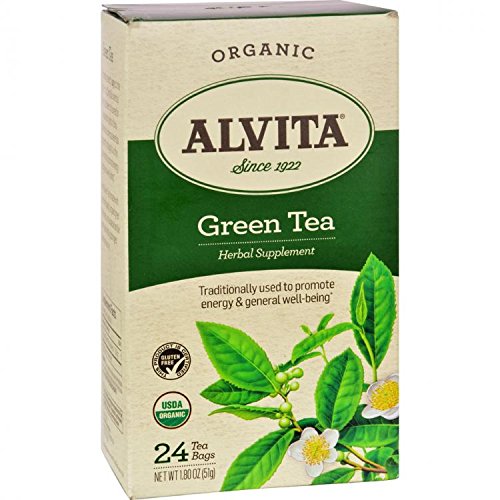 Alvita Organic Green Tea Herbal Supplement, Decaf, 24 Count
