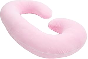 1 MIDDLE ONE C Shaped Pregnancy Pillow Cover, Breathable Velour Replacement Maternity Pillow Case with Zipper, Cover Only (Pi