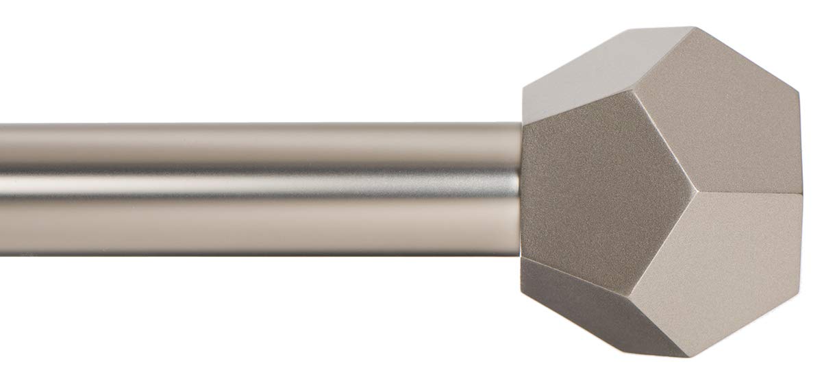 Photo 1 of *ONLY END CAPS* Ivilon Drapery Treatment Window Curtain Rod - Faceted Hexagonal 1 inch Pole. 48 to 86 Inch. Satin Nickel
