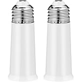QWORK E26 Light Socket Extender 2.56 Inch Extension, 2 PackMedium Screw Base Adapter Max 200W Heat Resistant Flame Retardant Material Easy Twist Installation