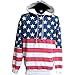 Licensed Mart Unisex Proud American Flag PullOver Hoodie Sweatshirt 4017 Red/White/Blue 2XL