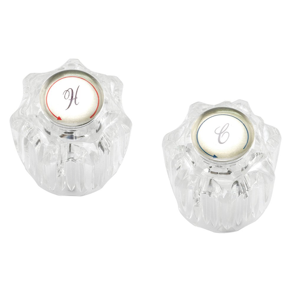 PRIME-LINE MP54260 Delta Universal Hot & Cold Faucet Handles, 1-5/8 in. Height, Clear Acrylic, D-Broach, Pack of 2
