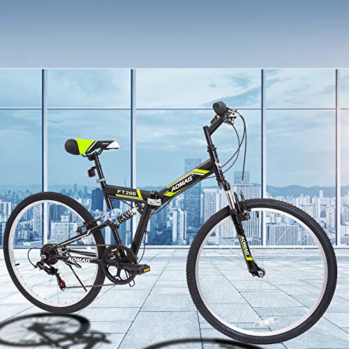Murtisol Folding Mountain Bikes 26'' Foldable Bikes with Softtail Full