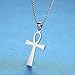 LineAve Stainless Steel Egyptian Ankh Cross Pendant Necklace, Unisex, 22