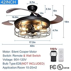 DLLT Ceiling Fan with Lights-42 Industrial Ceiling