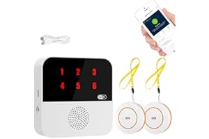 BLUTOWN Wireless WiFi Caregiver Pager with Phone App Call Buttons for Elderly Monitoring,Call Bell Systems for Seniors Receiver & SOS Call Buttons (2 Call Buttons + 1 Receiver)