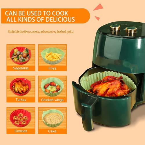 Tixmalis 2Pack Silicone Air Fryer Liners with Mitts Oil Brush,7.5inch