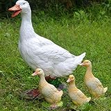 Gotian Small Resin Duck Statue Garden Yard Sculpture Outdoor Indoor Art Crafts Decor, for Garden, Pond, Garden Decoration, Pets and Children's Toys (White)