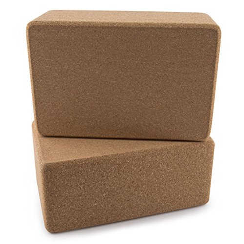 Peace yoga® set of 2 cork wood 9" x 6" x 4" yoga blocks
