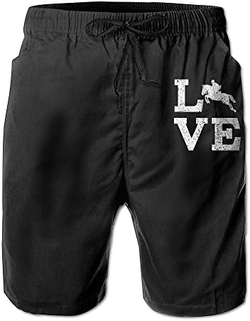 Love Horse Men's Beach Shorts Beach Pants Summer Tropical Quick Dry Board Shorts Size XXL Customize Funny