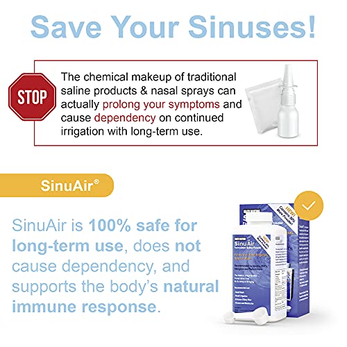 SinuAir Sinus Rinse Salt Solution Saline Powder for SinuPulse System, Neti Pot Flush, Nasal
