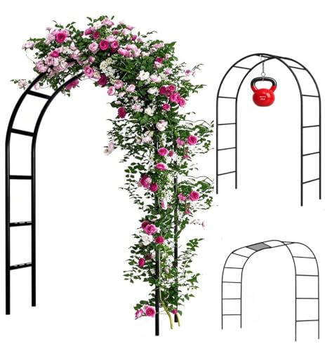 Adorox 7.8ft Garden Arch Trellis for Climbing Plants, Metal Arch Frame, Pumpkin