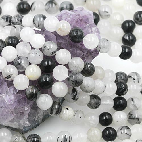 46 pcs 8mm Tourmalinated Quartz Loose Spacer Beads Round 15.5 inch strand