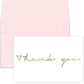 Gooji 4x6 Gold Foil Thank You Cards with Matching Peel-and-Seal Pink Envelopes (20-Pack)