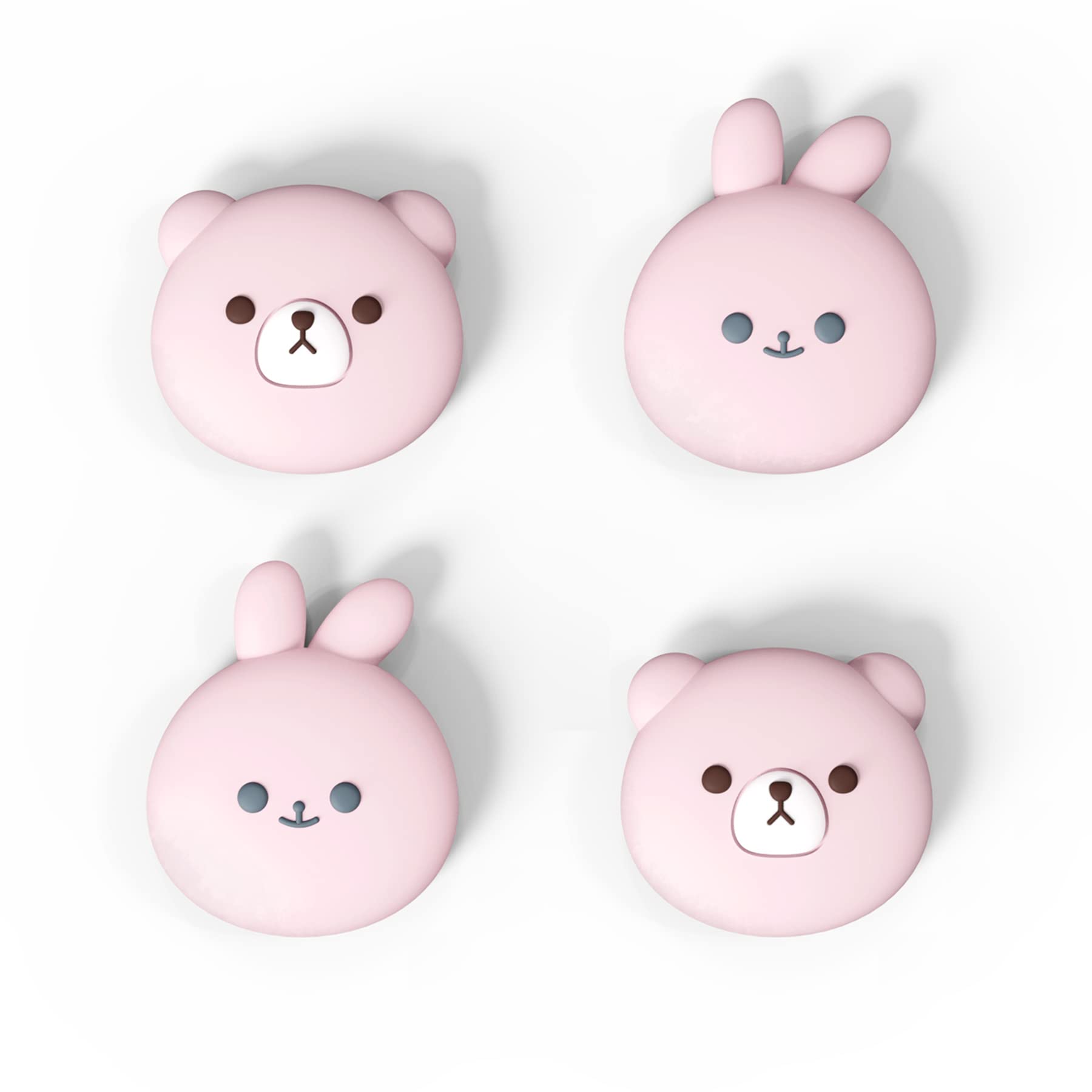 PlayVital Joystick Caps for Nintendo Switch, Thumbstick Caps for Switch Lite, Analog Cover Joycon Thumb Grip Caps for Switch & Switch Lite & Switch OLED - Chubby Bear & Smiley Bunny Pink
