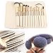 Ammiy Makeup Brush Set with Wood Handle, White Case (12-Pieces)
