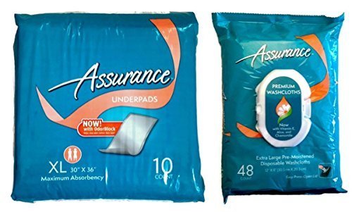 Assurance Extra Large Underpads 10ct And Assurance Disposable Washcloths 48ct Combo Of 1 Pack Ea By Assurance Buy Online In Dominica At Dominica Desertcart Com Productid 18452022