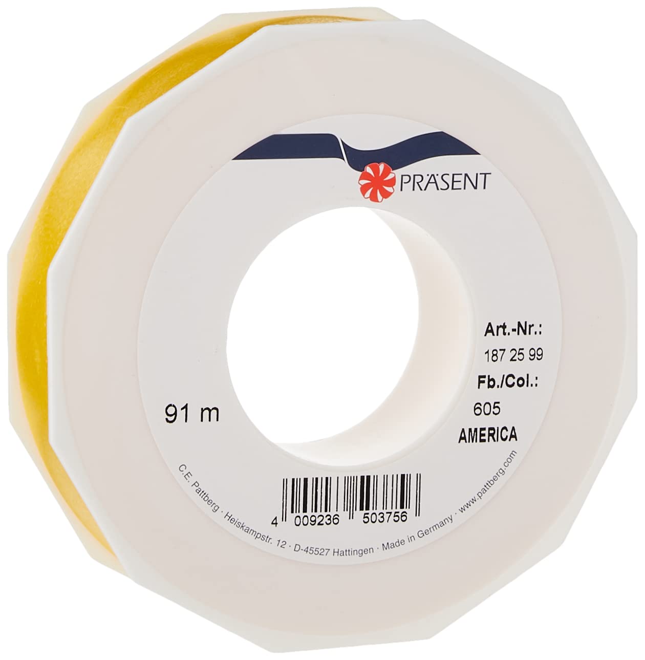 PRÄSENT - America Curling Ribbon Yellow 25 mm width, 91 m length — image 1