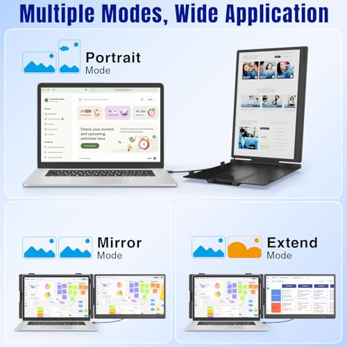 KEFEYA Laptop Screen Extender 14", FHD 1080P IPS Laptop Monitor Extender, Portable Monitor for Laptop 13-17" with USB-C/HDMI Port, Plug n Play for Windows/Mac/Android/Switch/PS5