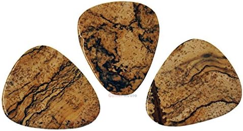 True Rock Tones Genuine Gemstone Picture Jasper Stone Guitar Picks - 3 Pack