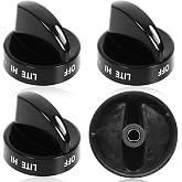 Upgraded 4Pcs 316442513 Range Surface Control Knob Black, Burner Knob Fit for Frigidaire, Kenmore, Sears Gas Ranges - Replaces 1465864, AP4327071, PS2332411