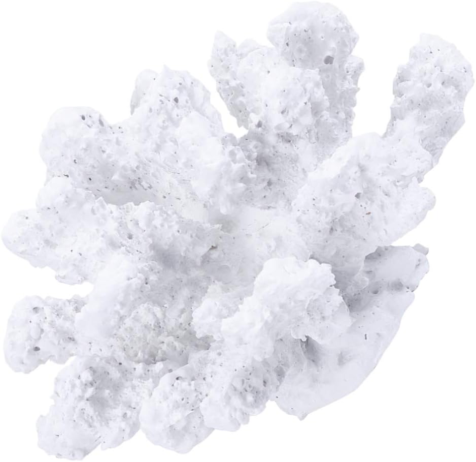 LIOOBO Artificial Coral Plant Aquarium Ornament Plant Fish Tank Decorations Resin Rock Stone Decorative Reef Landscape White - Image 5