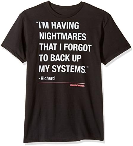 Silicon Valley Men's Hendricks Forgot 2 Back up System Graphic Tee, Black, X-Large