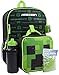 Minecraft Creeper 5 Piece Backpack Set Lunch Box Water, Green, Size Onesize