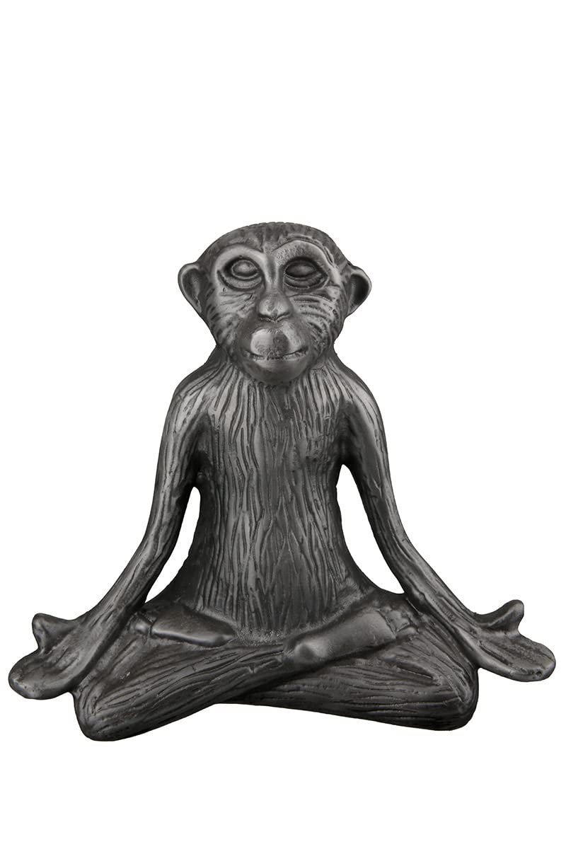 GILDE Decorative Animal Figure Sculpture Yoga Monkey Modern Art and Decorative Resin Colour: Anthracite Height 19 cm