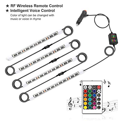 Wsiiroon Car Led Lights, 16 Colors Remote Control