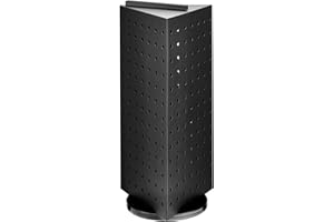 Glolaurge 3-Sided Rotating Pegboard Display Stand for Craft Shows, Retail Display Stand for Vendor Events, Jewelry, Earrings, Black（Hooks Not Included）