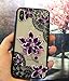 HUIYCUU Case Compatible with iPhone XS Max Case,Mandala Glitter Henna Black Lace Flower Slim Fit Soft Bumper Shockproof Matte Hard Back Cover Girls Blossom Design for iPhone Xs Max Plus, Purple Floral