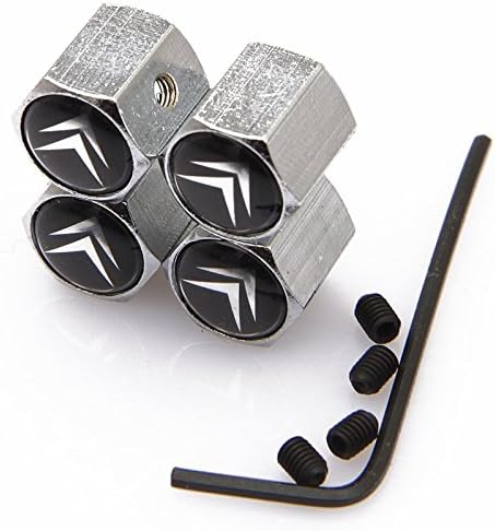 Kartek ® Citroen Black Anti theft Metal Chrome Tyre Valve Dust Cap