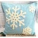 Elife Soft Square Christmas Snowflake Home Decorative Canvas Cotton Embroidery Throw Pillow Covers 18x18 Cushion Covers Pillowcases for Sofa Bed Chair (1Pcs, Sky Blue)