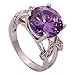 Psiroy 925 Sterling Silver Plated Round Simulated Amethyst Solitaire Promise Ring Size 9
