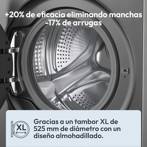ProWash 500 BR 49SBL8G-S, Lavadora 9 KG, 1400 RPM, Display Digital, Conectividad WIFI, 16 Ciclos, Motor Inverter, Inicio Diferido 24H, Bloqueo Infantil, Tambor 52,5cm, 72 DB, Antracita