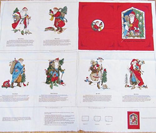 "Father Christmas The Legend of Santa Claus" Christmas Fabric Book Panel (Great for Quilted Book, Quilting, Sewing, Craft Projects, Wall Hangings, Throw Pillows and More) 35" X 44"